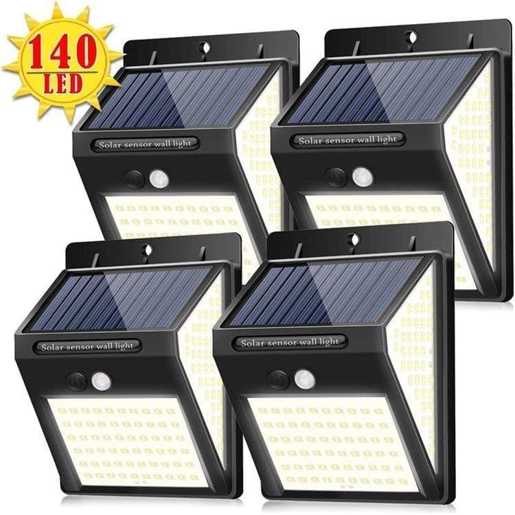 140 lampes solaires LED à l'extérieur, applique murale super lumineuse avec détecteur de mouvement