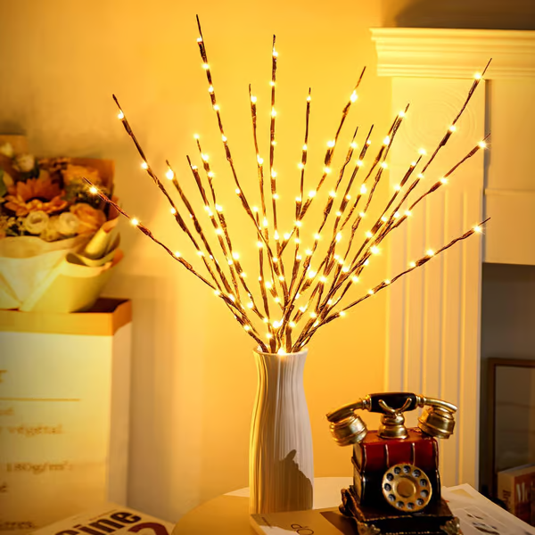 🌟Lumières LED en forme de branche de saule à piles
