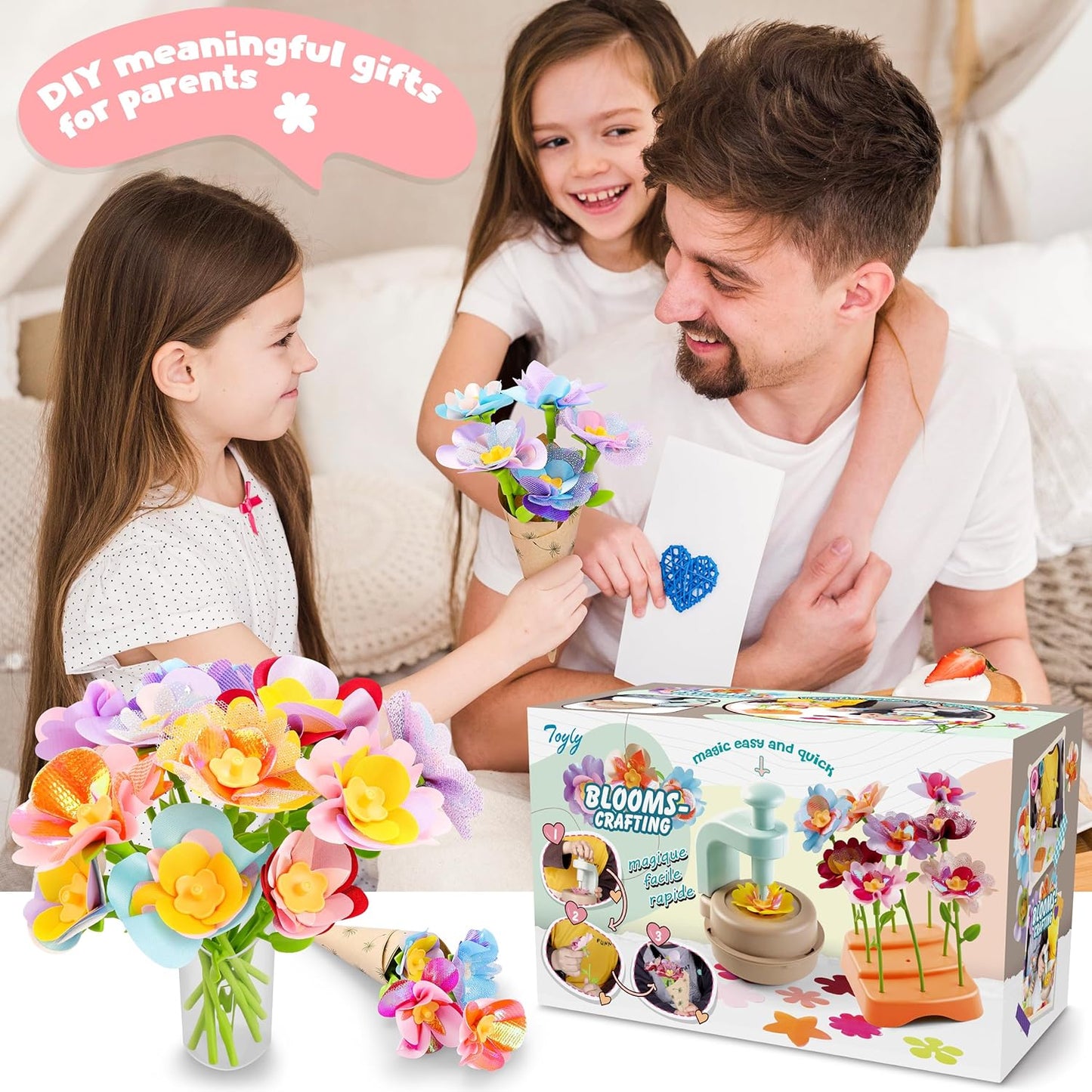 🔥Dernier jour de soldes 50 % DE RÉDUCTION🔥Bouquets de fleurs en tissu Jouets - Créez votre bouquet de fleurs, Activité éducative Cadeaux d'anniversaire pour enfants d'âge préscolaire