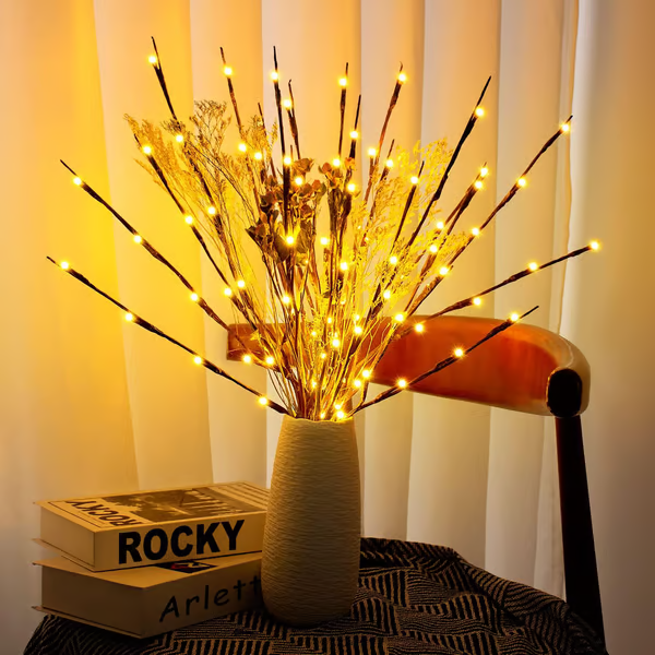 🌟Lumières LED en forme de branche de saule à piles