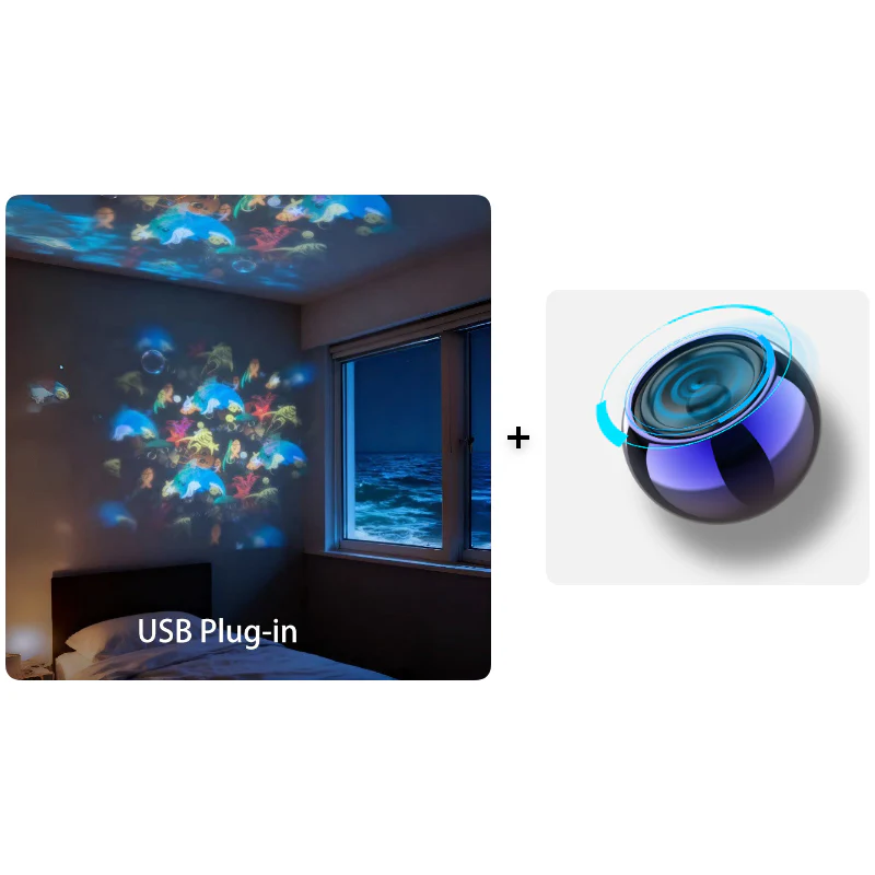 🌈Projecteur de lumière LED rotatif dynamique – Calme et détente pour votre maison. Des lumières douces et changeantes apaisent les nuits agitées.