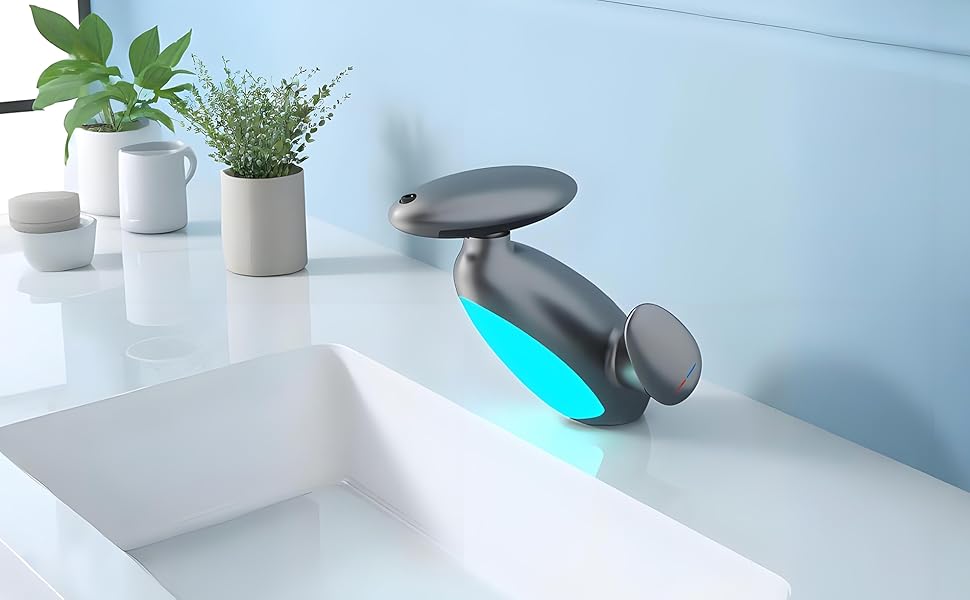 đ Robinet de lavabo extractible pivotant Ă 360° avec 4 modes de dĂ©bit d'eau et Ă©clairage LED