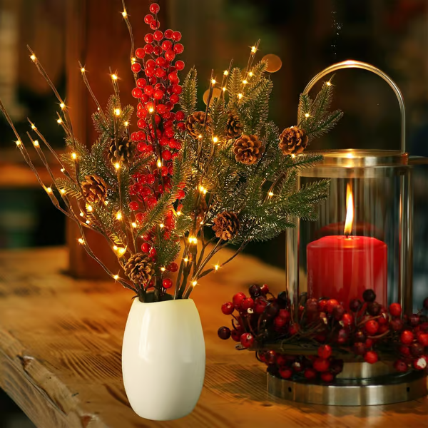 🌟Lumières LED en forme de branche de saule à piles