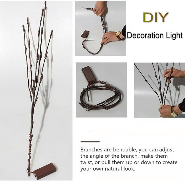 🌟Lumières LED en forme de branche de saule à piles