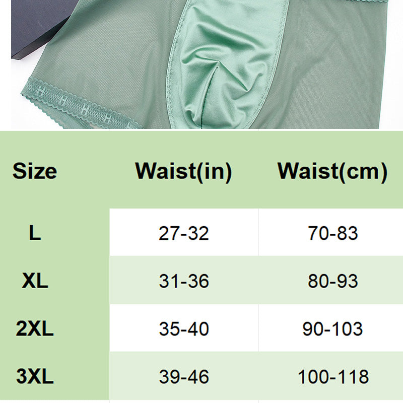 【Buy 3 Get 1 Free】Men's High-End Satin Luxury Lace Breathable Mesh Seamless Antibacterial Boxer Briefs