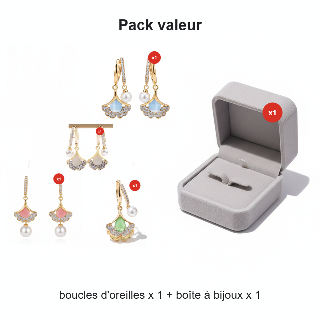 Boucles d'oreilles délicates en forme de feuille de ginkgo pour femmes