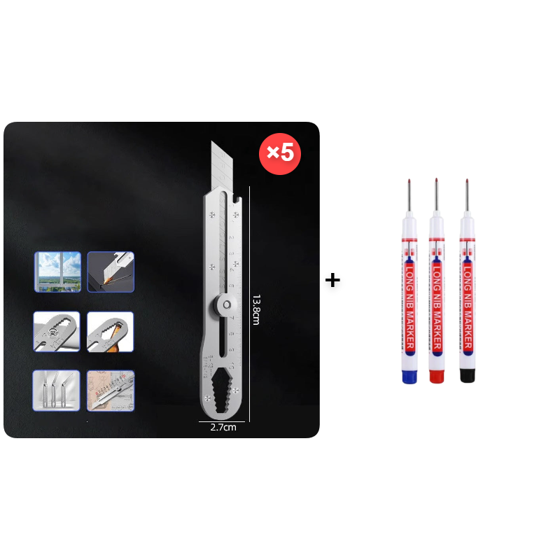 🔧 50 % de réduction ! Couteau utilitaire multifonction avec lame cassable – Grattoir, règle, clé & ouvre-bouteille en un seul outil compact ! ✨