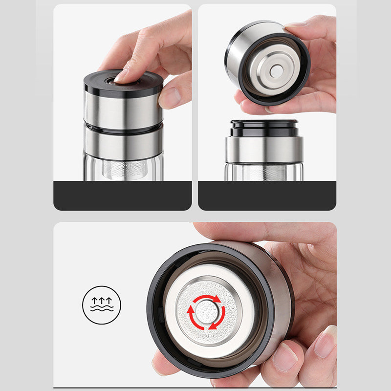 Tasse à thé portable en verre borosilicate à double paroi