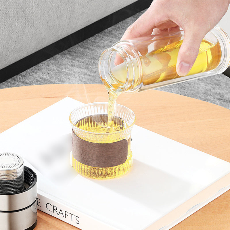 Tasse à thé portable en verre borosilicate à double paroi