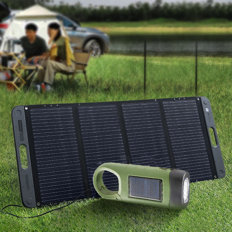 Lampe d'urgence extérieure (manivelle à main + solaire + charge USB)