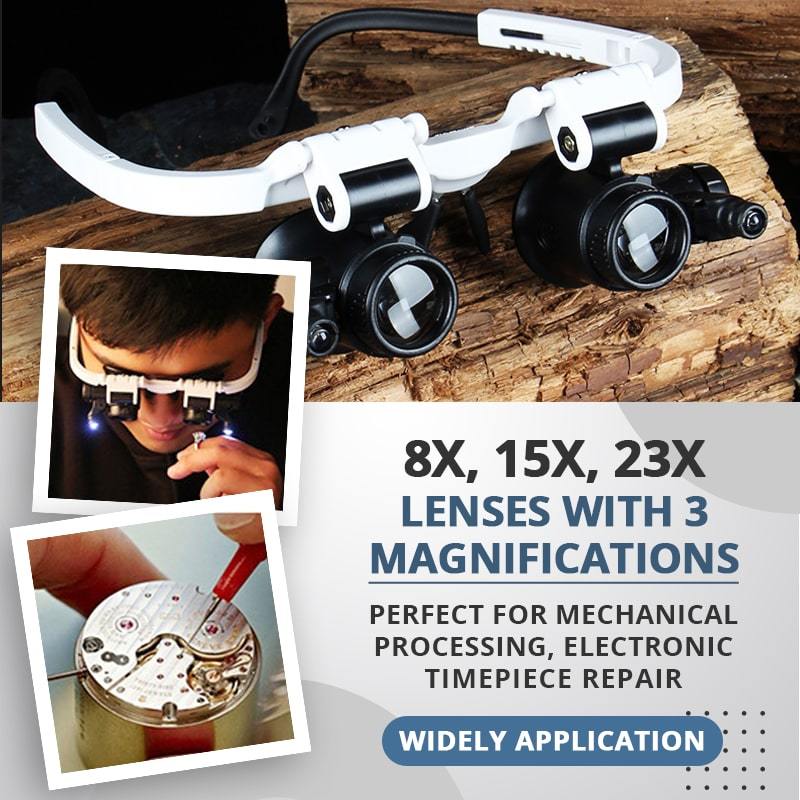 👓 50% DE RÉDUCTION ! 🔍 Loupe de Lunettes LED (8x 15x 23x) – Zoom Réglable, Lumière Intégrée & Léger Confortable ⚡