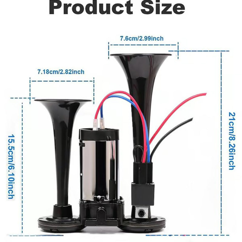 📢📢50 % de réduction !! Klaxon pneumatique 120 dB – Pour train, camion, voiture | 12V/24V, étanche & installation sans outil 🚛🔊