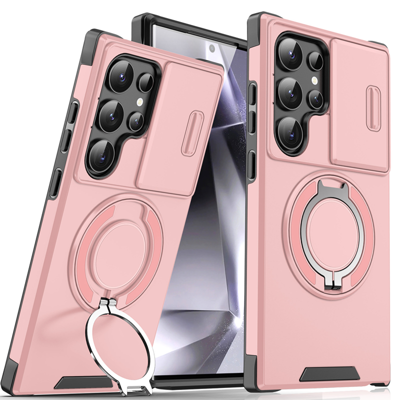 Étui de téléphone à support magnétique de protection d'appareil photo pour Samsung