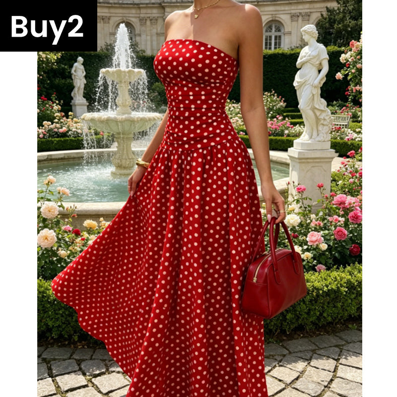 Robe bustier à pois tendance pour femme