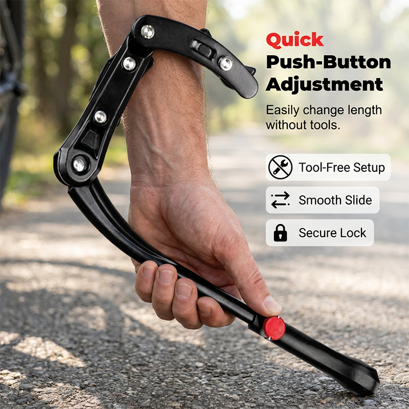 🚴♀️⚙️ PROMO FLASH 50% ! Béquille Latérale Réglable Universelle pour Vélo – Alliage Aluminium, Installation Facile, Protection Cadre, Compatible Roues 24"–29" ✨