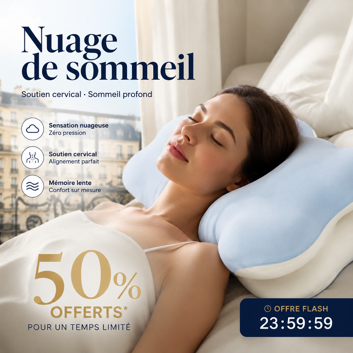 🏅Oreiller d'hôtel pour adultes, conçu pour protéger les vertèbres cervicales et favoriser le sommeil