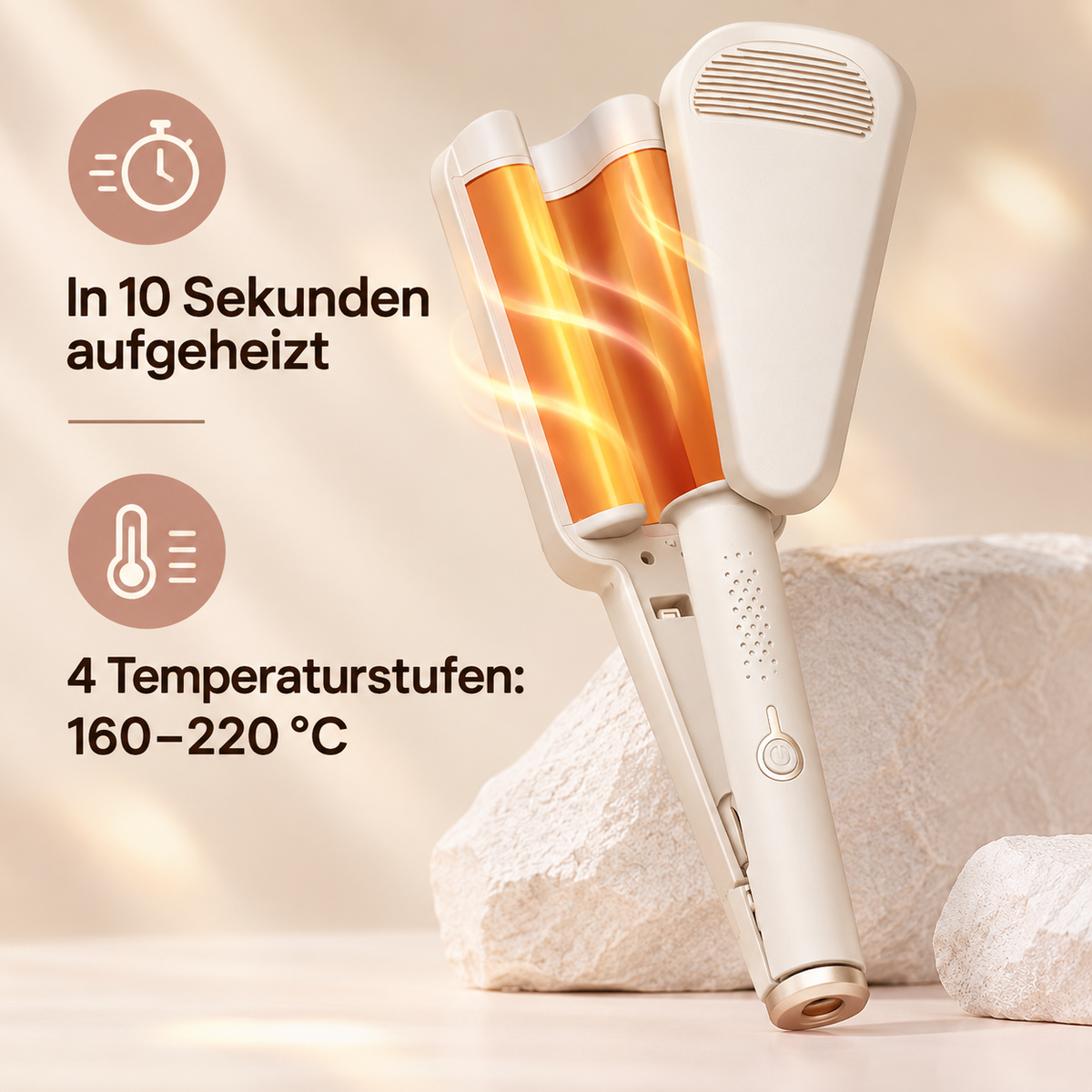 ⏰⌛Aujourd'hui seulement : 50 % de réduction !🎁🪮 Fer à boucler 32 mm pour des ondulations souples et volumineuses – 4 réglages de température