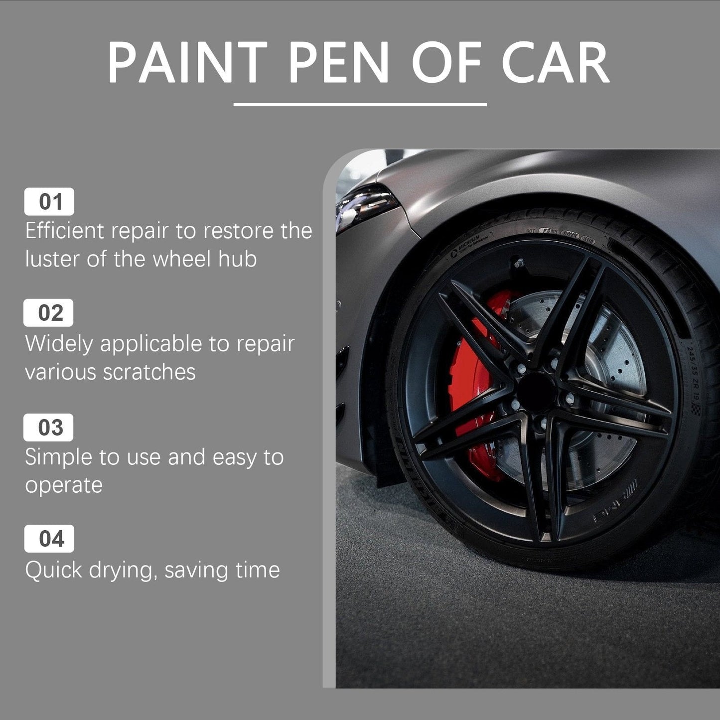 🖊️🚗✨ PROMO FLASH -50% ! Stylo Réparation Rayures Jantes Noir – Vernis Inclus, Séchage 10 min, 3 x 10 ml, Compatible Métal/Aluminium/Acier