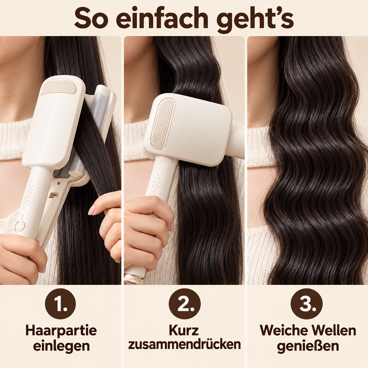 ⏰⌛Aujourd'hui seulement : 50 % de réduction !🎁🪮 Fer à boucler 32 mm pour des ondulations souples et volumineuses – 4 réglages de température