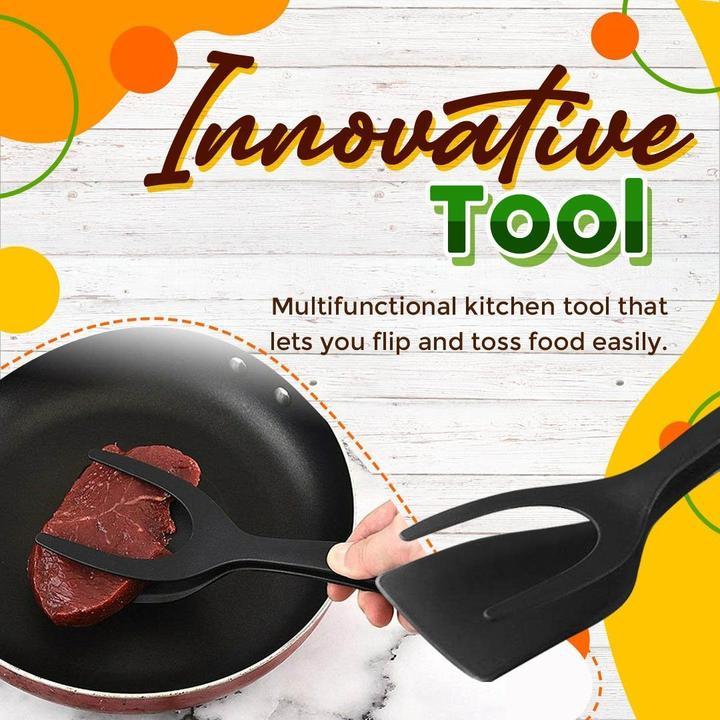 🍳✨ Quelle bonne affaire ! Pince-Spatule 2 en 1 pour Cuisine – Embouts en Silicone Alimentaire, Antiadhésif, Résistant à la Chaleur, Poignée Longue Confy ✨