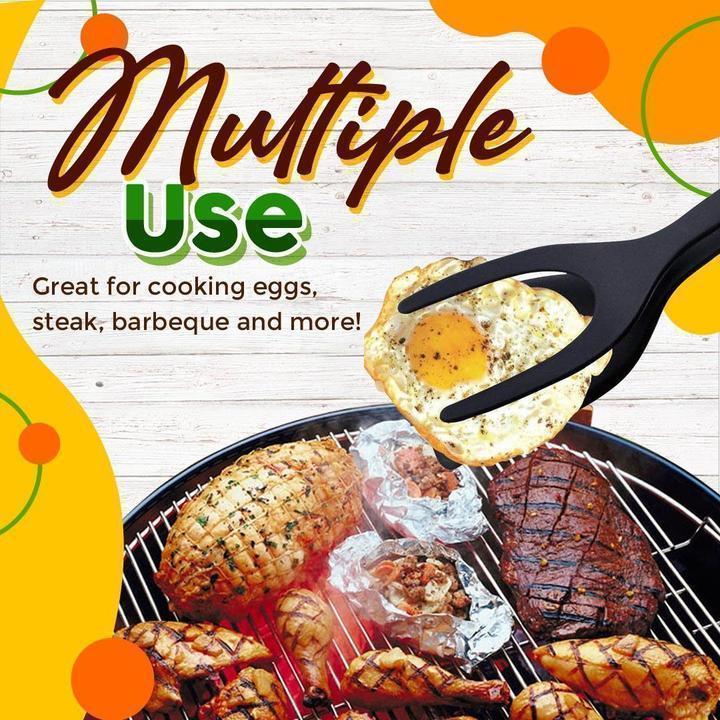🍳✨ Quelle bonne affaire ! Pince-Spatule 2 en 1 pour Cuisine – Embouts en Silicone Alimentaire, Antiadhésif, Résistant à la Chaleur, Poignée Longue Confy ✨