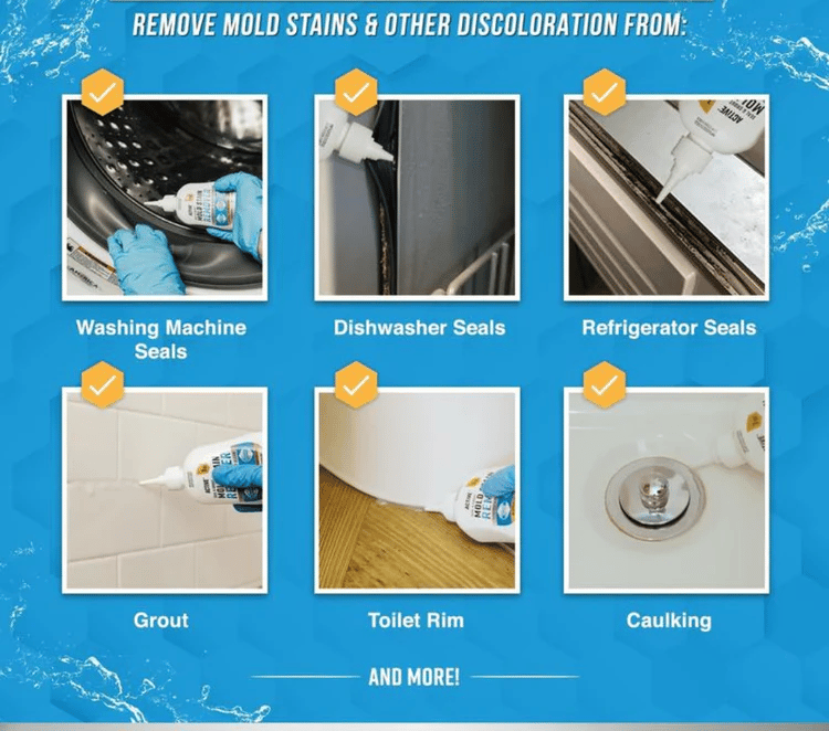 🔥VENTE LIMITÉE 50 % DE RÉDUCTION !!💥Gel anti-moisissure avec brosse à récurer – Nettoyant puissant contre les taches de moisissure pour joints de lave-linge, joints de douche, joints de carrelage et salle de bain