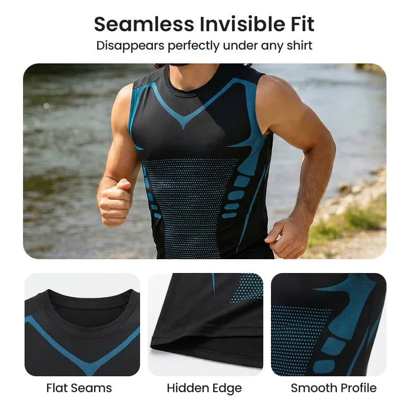 🌀🍃 OFFRE LIMITÉE 50% DE RÉDUCTION! Gilet Amincissant Ionique pour Homme – Compression Rafraîchissante et Légère, Totalement Invisible, Affine le Torse pour Une Allure Plus Nette ❄️✅