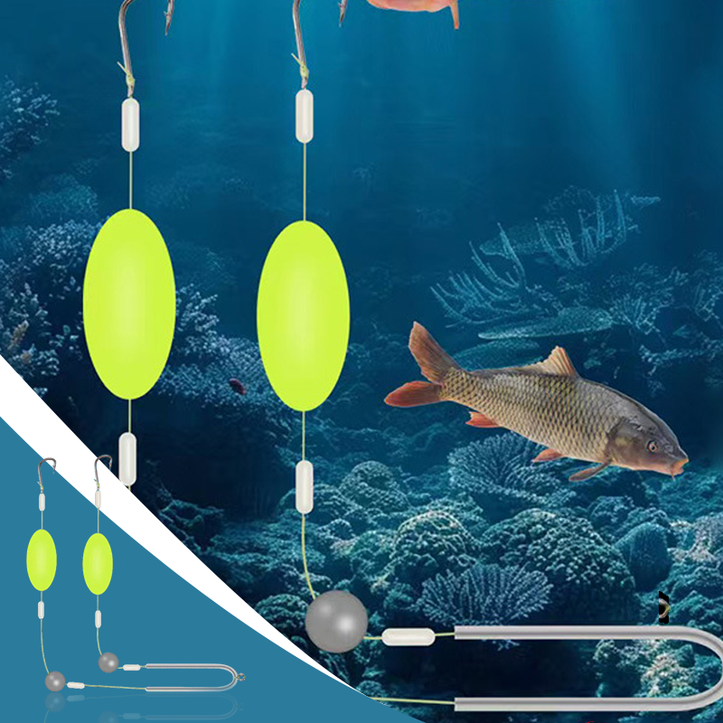🎣⚡ Montage de fond inversé à double hameçon ! La version améliorée augmente le taux de ferrage de 50 % – dites adieu aux accrocs ! 🎣