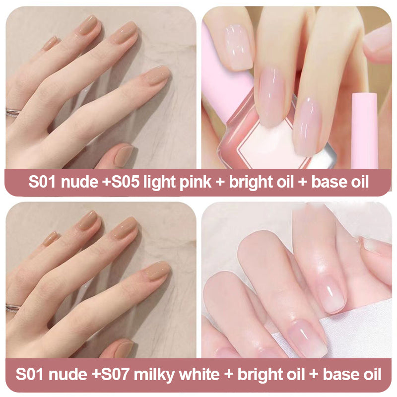 Ice-clear nude water-based nail polish - no baking required, peelable!