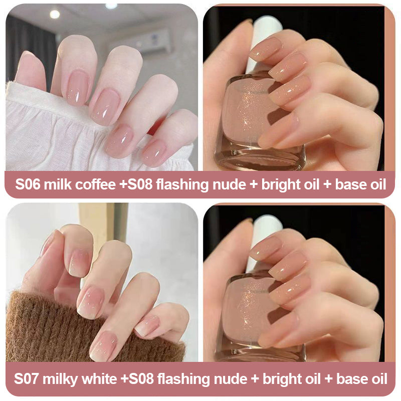 Ice-clear nude water-based nail polish - no baking required, peelable!