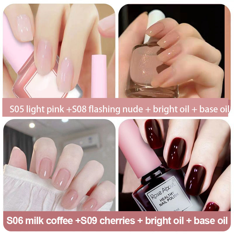 Ice-clear nude water-based nail polish - no baking required, peelable!