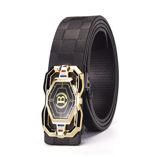 🐊Ceinture en cuir pour homme avec motif crocodile raffiné, boucle automatique et fabriquée en cuir de vachette.