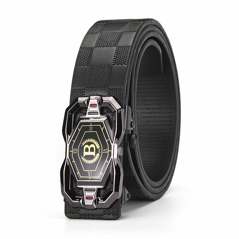 🐊Ceinture en cuir pour homme avec motif crocodile raffiné, boucle automatique et fabriquée en cuir de vachette.