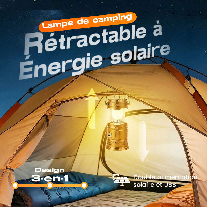 Lampe de camping rétractable à énergie solaire