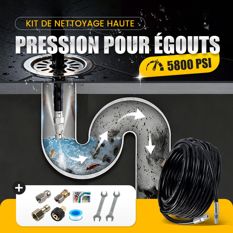 💦50% DE RÉDUCTION ! 🚿 Kit de Nettoyage Haute Pression 5800 PSI pour Égouts - Buse Rotative et Flexible Renforcé pour Déboucher les Canalisations 🛠️✨