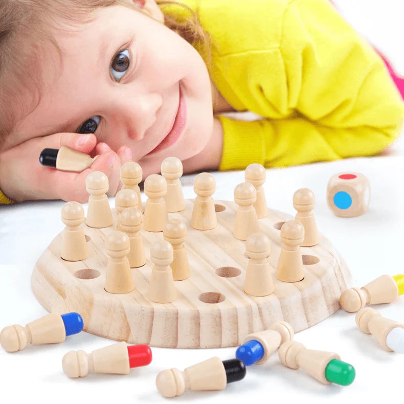 🧩 50% DE RÉDUCTION! ✨ Jeu d'Échecs et Mémoire en Bois - Set de 3 Jeux Éducatifs avec Bâtonnets et Cartes pour Enfants 👧🎲