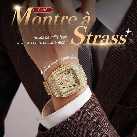 ⌚ 57% de réduction! ✨ Montre Carrée En Strass – Élégante, Brillante & Cadeau Parfait 💝