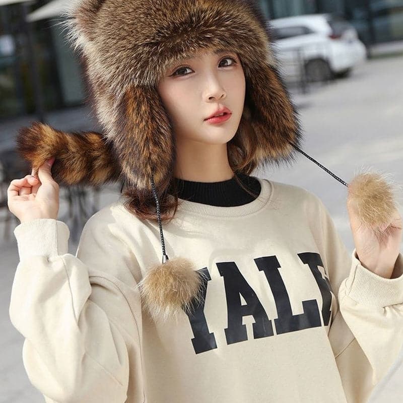 ✨ 50 % DE RÉDUCTION MAINTENANT ! ✨Chapeau en peluche parent-enfant avec fausse queue de raton laveur