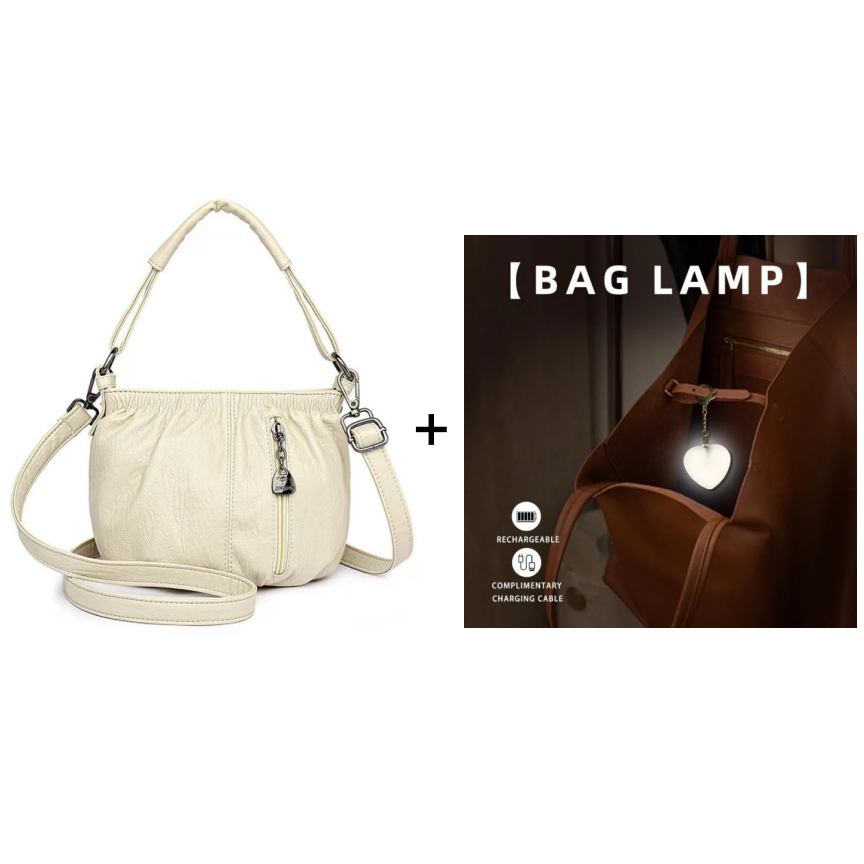 📣🎊Sac à main en cuir souple à seau plissé simple et décontracté à la mode