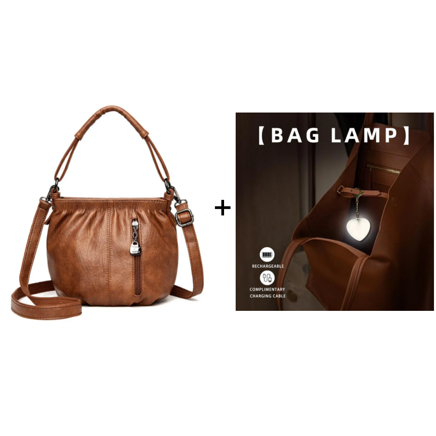 📣🎊Sac à main en cuir souple à seau plissé simple et décontracté à la mode