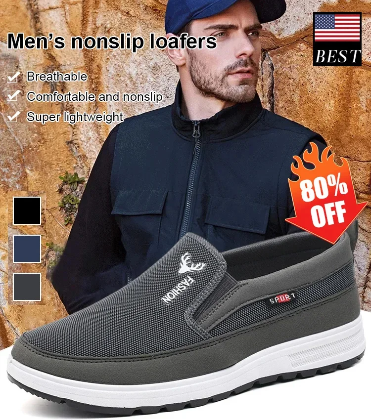 Mocassins antidérapants en tissu pour homme