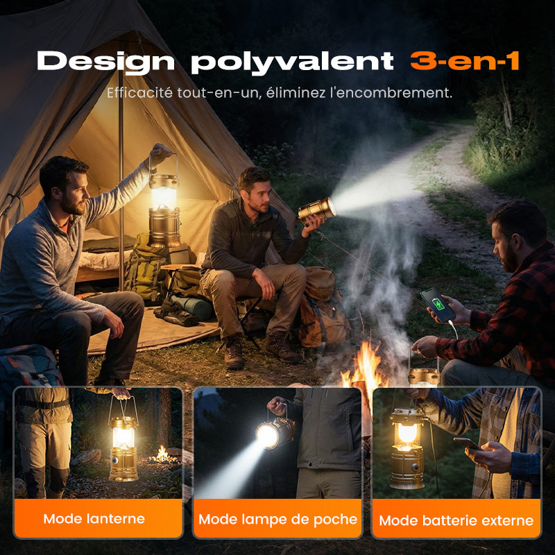 Lampe de camping rétractable à énergie solaire