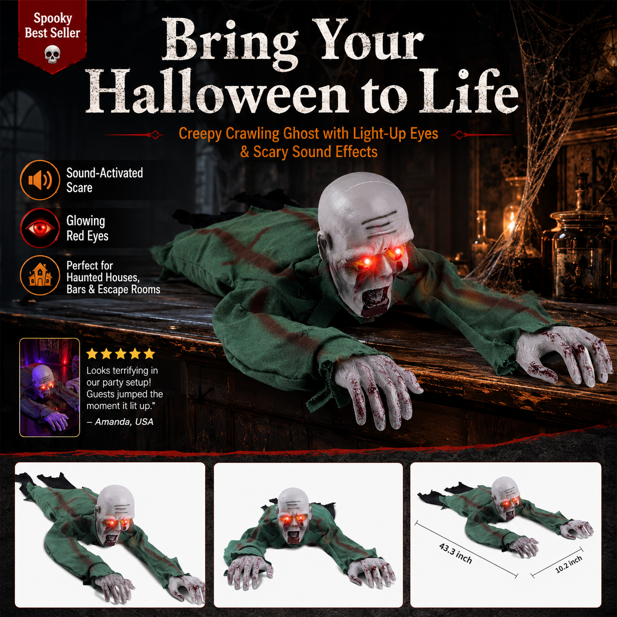 🎉🔥Livraison gratuite🔥Fantôme rampant, figurine d'horreur pour Halloween