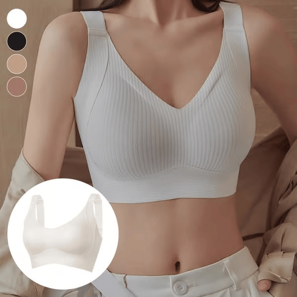 🎁VENTE EXCEPTIONNELLE 2026💕Soutien-gorge sans coutures à rayures subtiles avec soutien en W – Confort et style !