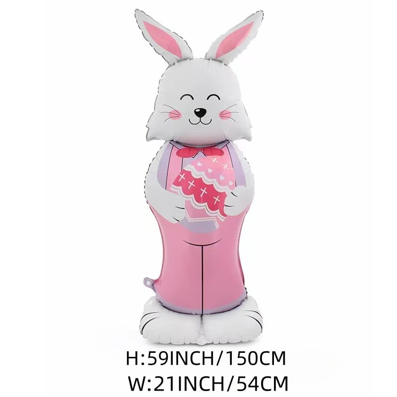 🎁Soldes de Pâques pour les lève-tôt🐰Ballon géant 3D en forme de lapin debout, autoportant, pour une ambiance festive