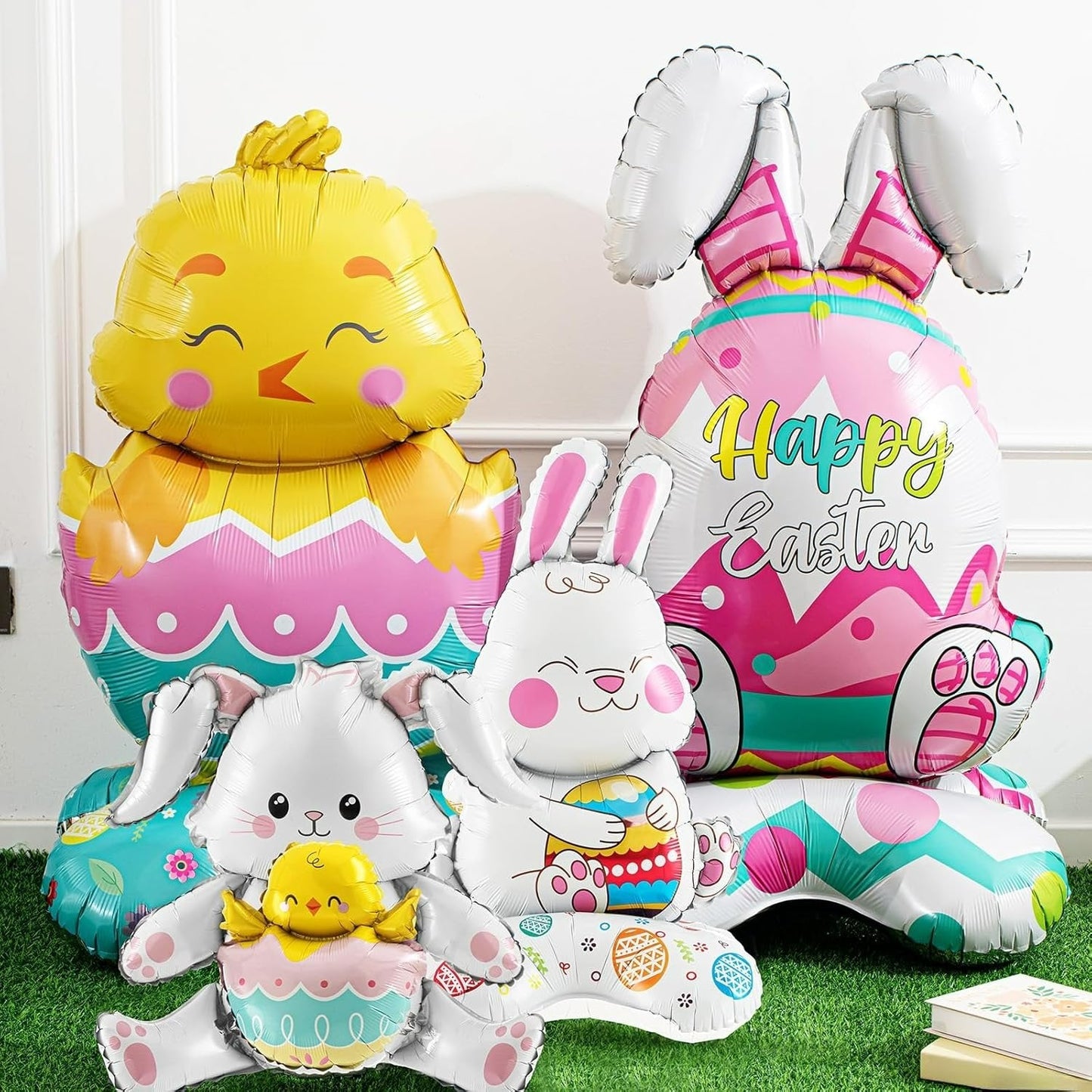 🎁Soldes de Pâques pour les lève-tôt🐰Ballon géant 3D en forme de lapin debout, autoportant, pour une ambiance festive