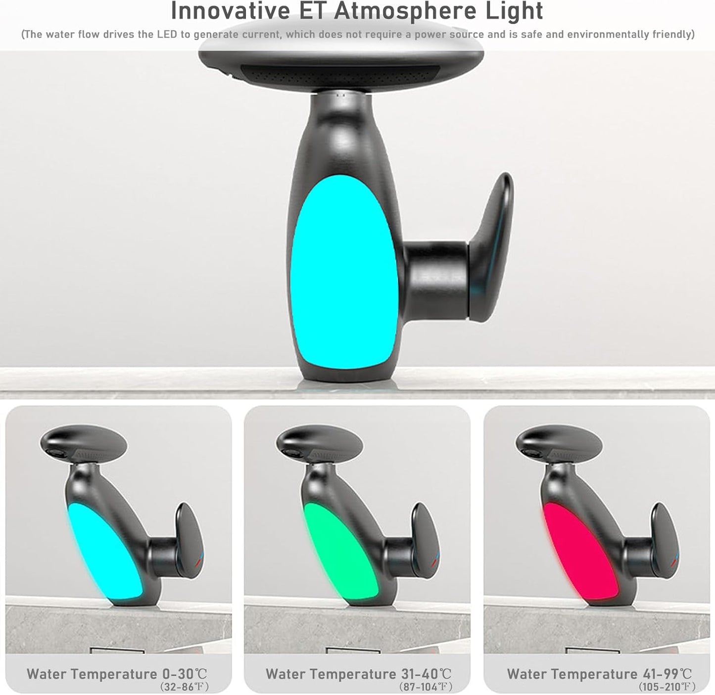 🌊 Robinet de lavabo extractible pivotant à 360° avec 4 modes de débit d'eau et éclairage LED