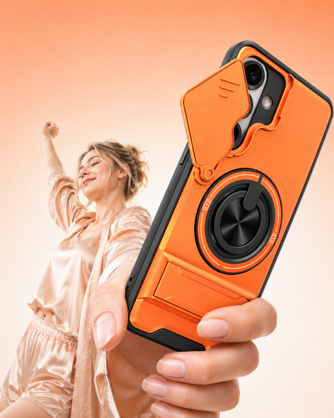 📱PROMO FLASH 50%🔋Coque Samsung Protection Lourde – Cache Caméra Coulissant, Anneau Support 360°, Compatible MagSafe, Double Couche, 5 Couleurs✨