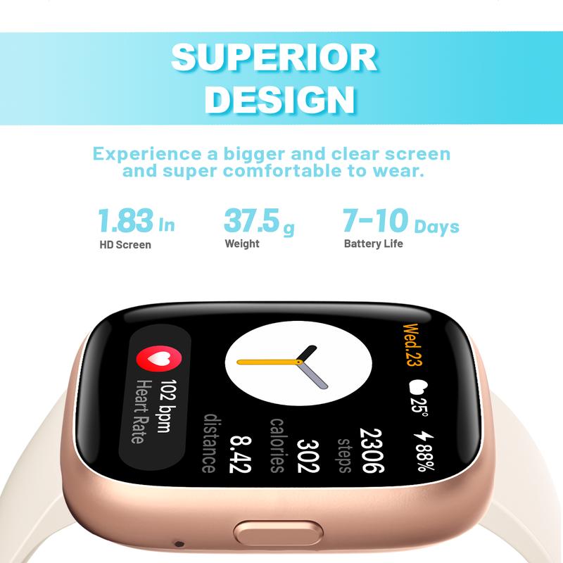 Montre connectée pour femmes et hommes, tracker d'activité physique avec fonction d'appel, montre de fitness avec suivi du sommeil/100 sports/podomètre étanche IP68