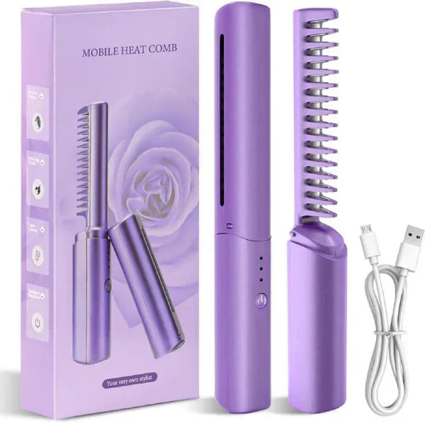 🎄Soldes de Noël - Jusqu'à 49 % de réduction 💇‍♀️Peigne lisseur portable sans fil (🎁Peigne lisseur en forme de V)